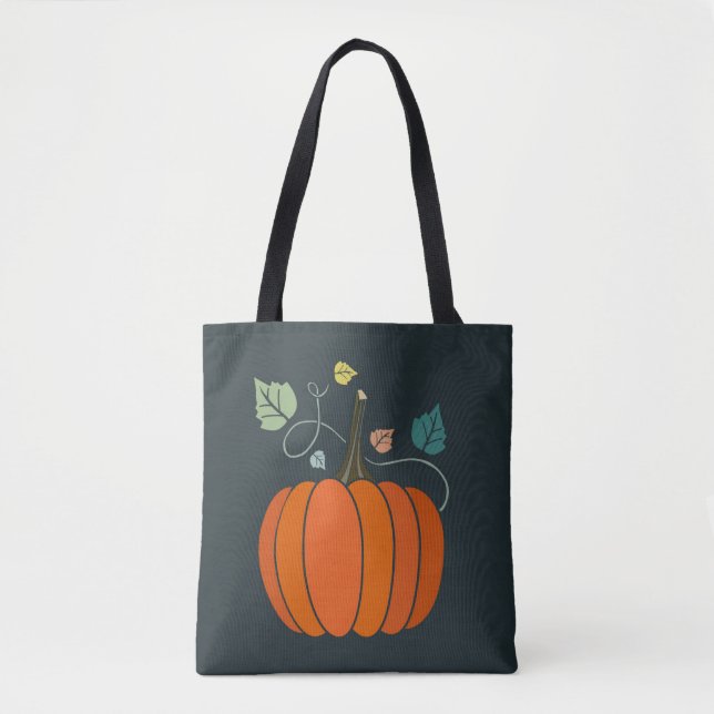 FALL AUTUMN PUMPKIN TOTE REVERSIBLE BAG (Front)