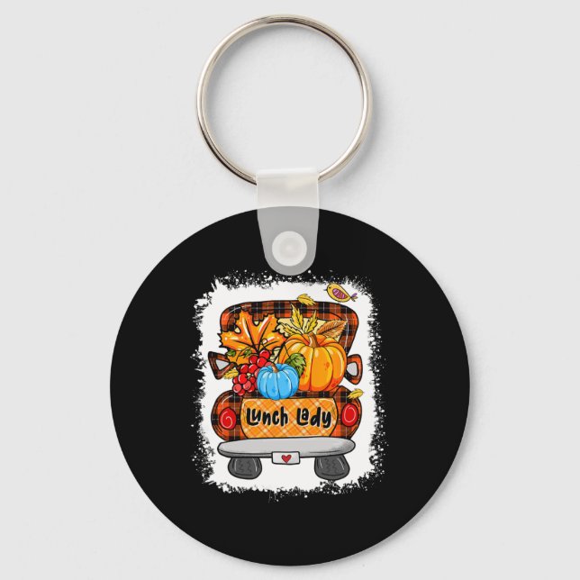 Fall Autumn Pumpkin Truck Lunch Lady Lover Thanksg Key Ring (Front)