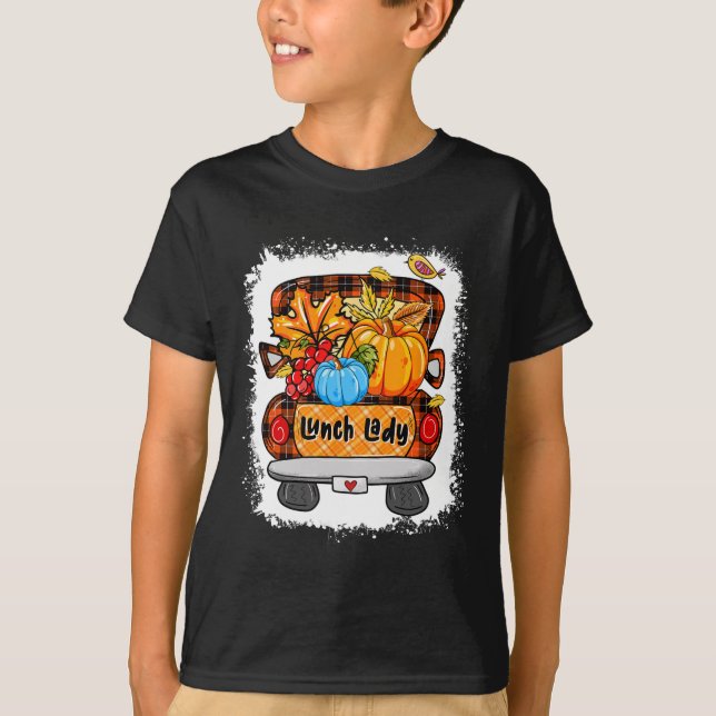 Fall Autumn Pumpkin Truck Lunch Lady Lover Thanksg T-Shirt (Front)