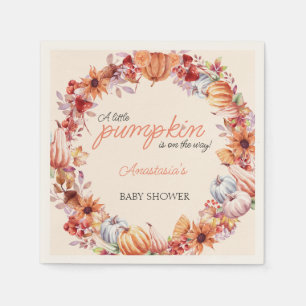 Fall Autumn Pumpkin Watercolor Elegant Baby Shower Napkin
