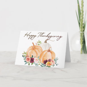 Fall Autumn Pumpkins and Flowers Greeting Card