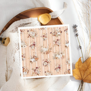 Fall Autumn Pumpkins Floral Baby Shower Napkin