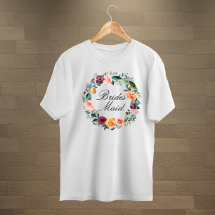 Fall Autumn Rose Flower Floral Wreath Bridesmaid Tri-Blend Shirt