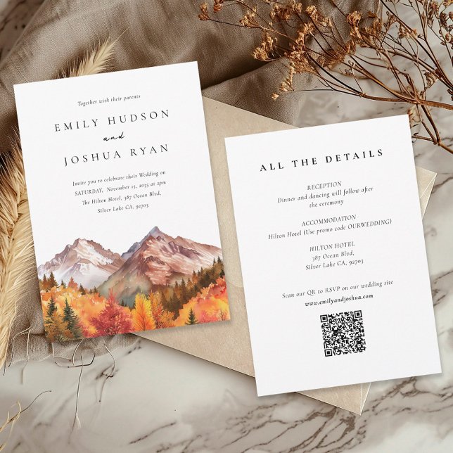 Fall Autumn RSVP All in One QR Code Wedding Invitation (Creator Uploaded)