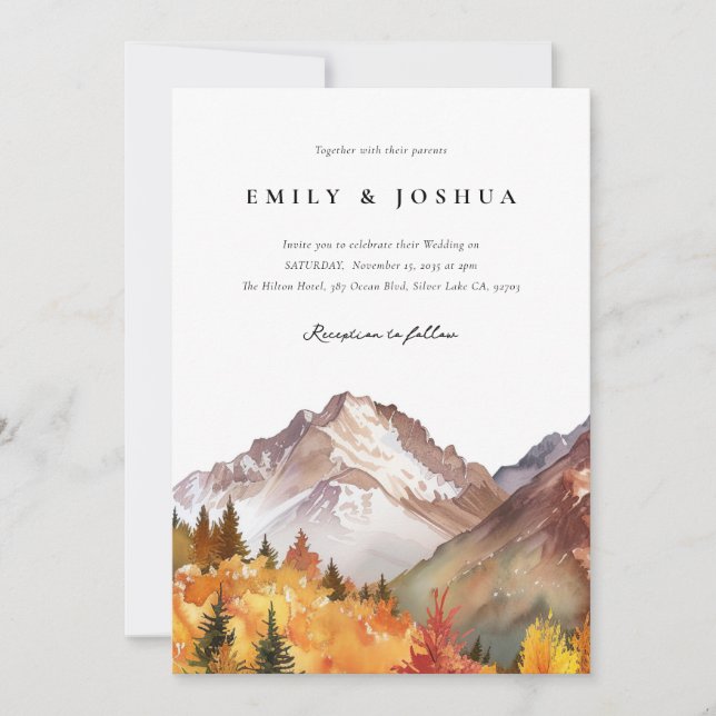 Fall Autumn Rustic Boho Wedding Invitation (Front)