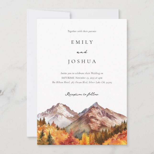 Fall Autumn Rustic Boho Wedding Invitation (Front)