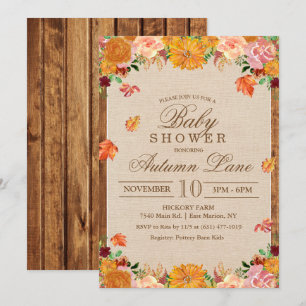 Fall Autumn Rustic Floral Baby Shower Invitation