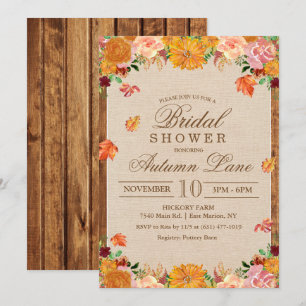 Fall Autumn Rustic Floral Bridal Shower Invitation