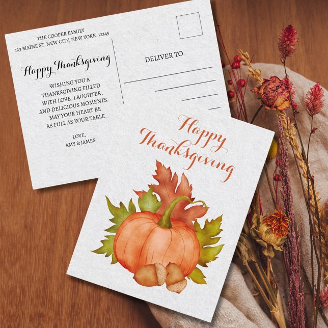 Fall Autumn Rustic Pumpkin Happy Thanksgiving  Postcard (Creator Uploaded)