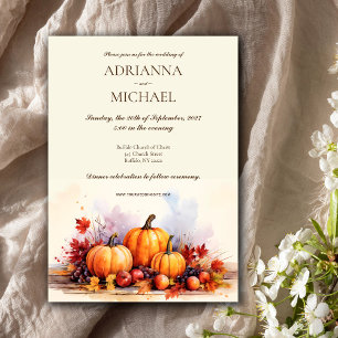 Fall Autumn Rustic Pumpkin Wedding Invitation