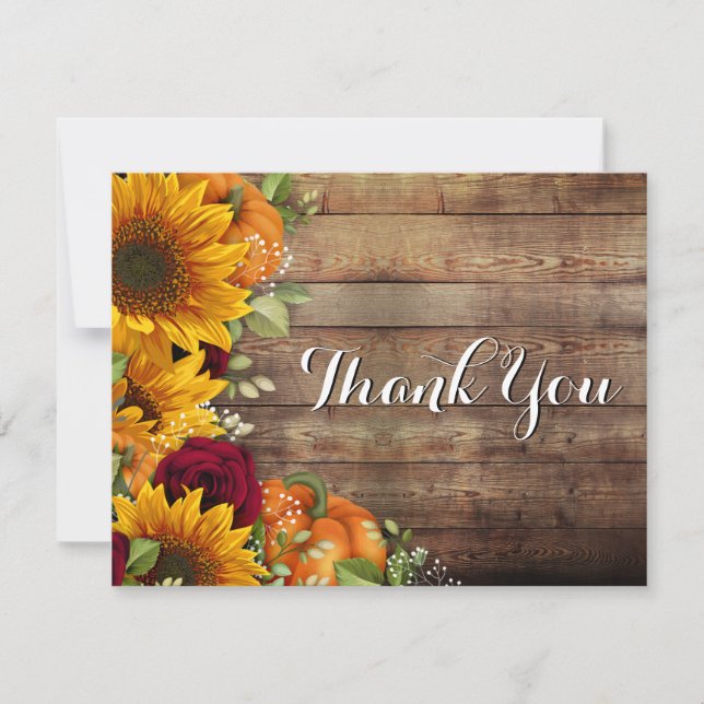 Fall Autumn Rustic Thank You Card (Front)