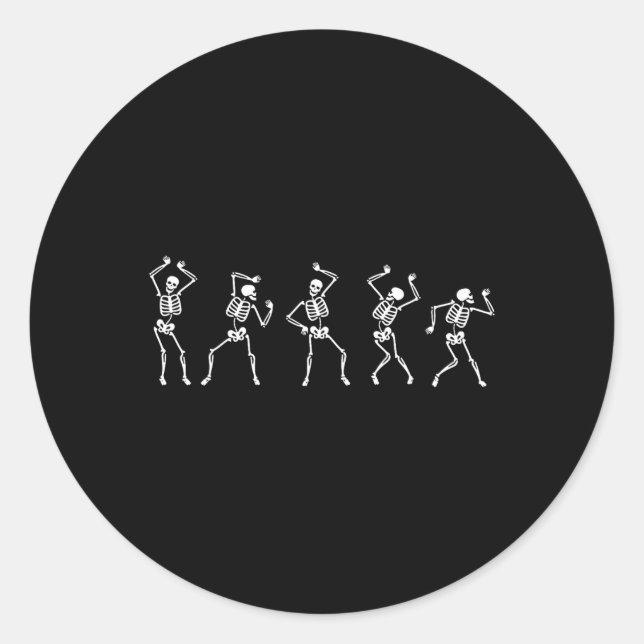 Fall Autumn Skeleton Dancing  Classic Round Sticker (Front)