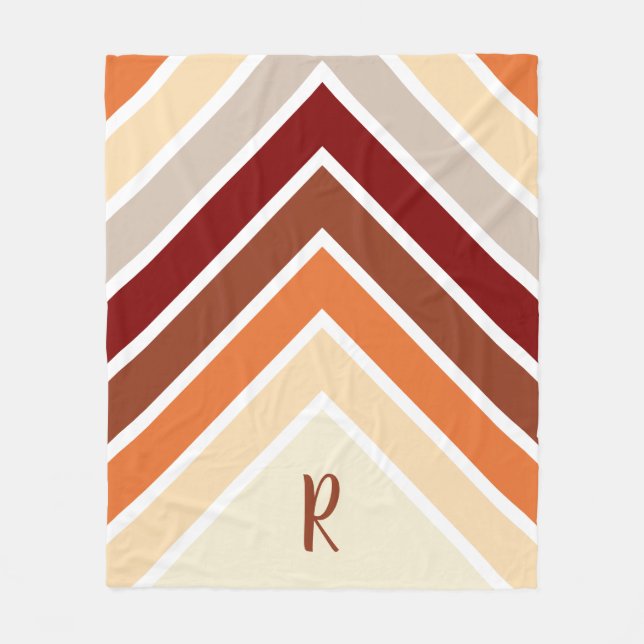 Fall Autumn Spices Striped | Personalised Fleece Blanket (Front)