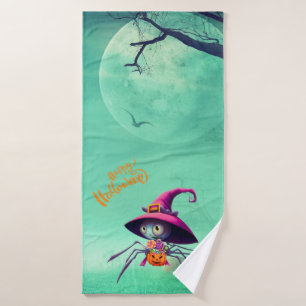 Fall/autumn/spider/witch/halloween Bath Towel