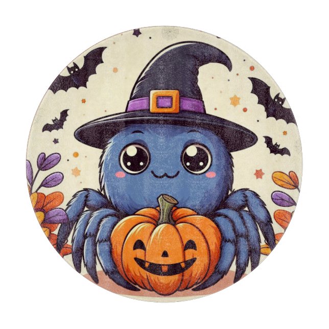 Fall/autumn/spider/witch/halloween Cutting Board (Front)