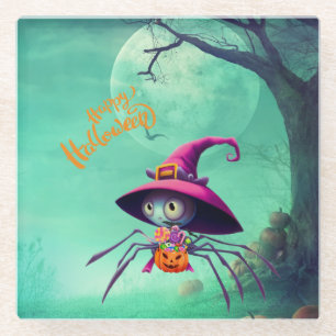 Fall/autumn/spider/witch/halloween Glass Coaster