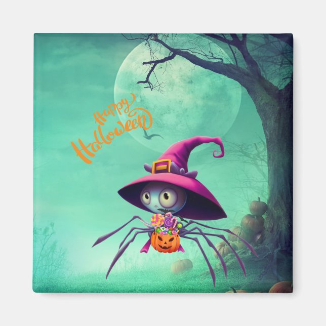 Fall/autumn/spider/witch/halloween Magnet (Front)