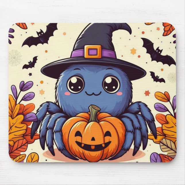 Fall/autumn/spider/witch/halloween Mouse Mat (Front)