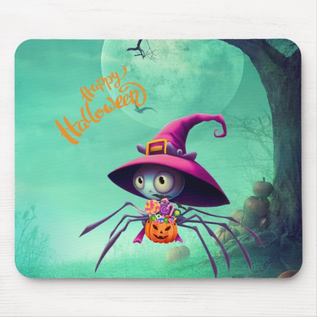 Fall/autumn/spider/witch/halloween Mouse Mat (Front)