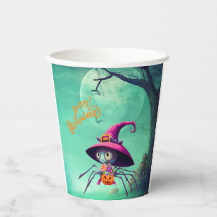 Fall/autumn/spider/witch/halloween Paper Cups