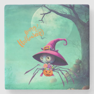 Fall/autumn/spider/witch/halloween Stone Coaster