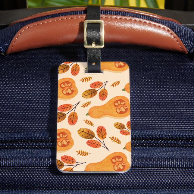 Fall Autumn Squash Pumpkin Pattern Luggage Tag (Front Insitu 2)