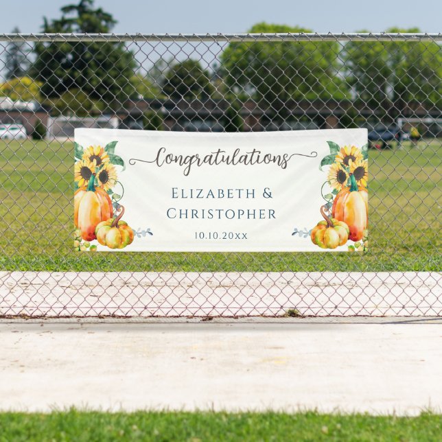 Fall Autumn Sunflower Congratulations Wedding Banner (Insitu)