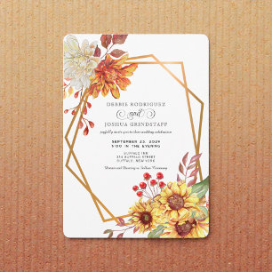 Fall Autumn Sunflower Wedding Invitation