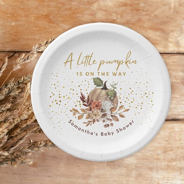 Fall Autumn Sweet Little Pumpkin Baby Shower Paper Plate (Fall Autumn Sweet Little Pumpkin Baby Shower Paper Plates)