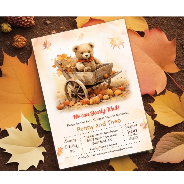 Fall Autumn Teddy Bear Baby Shower Invitation (Creator Uploaded)