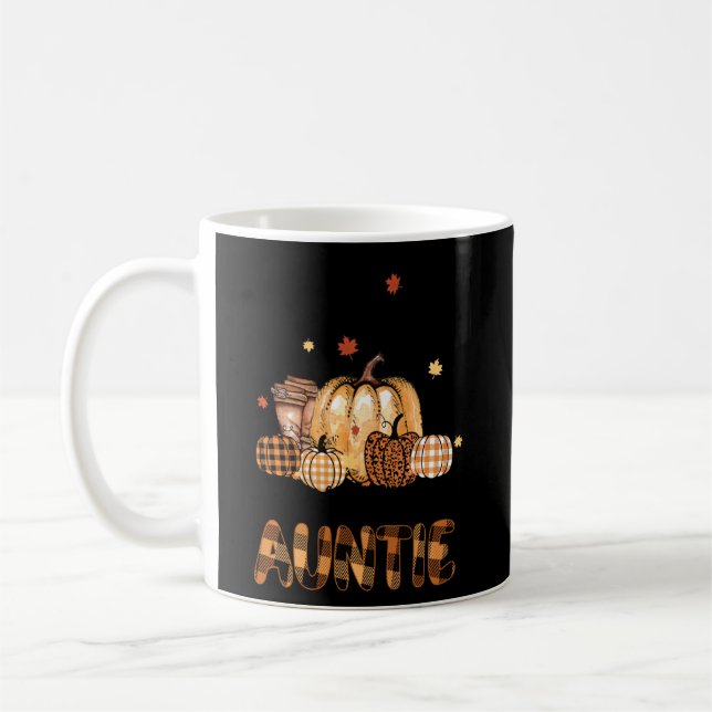 Fall Autumn Thankful Auntie Pumpkin Thanksgiving P Coffee Mug (Left)