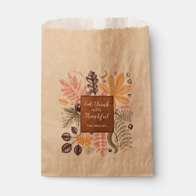 Fall Autumn Thanksgiving Botanicals Party Favour Bags (Front)
