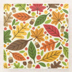 Fall Autumn Thanksgiving Harvest Leaves Falling Glass Coaster