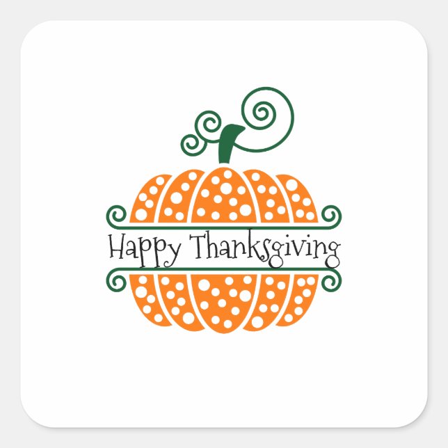 Fall, Autumn, Thanksgiving, Monogram Pumpkin  Square Sticker (Front)