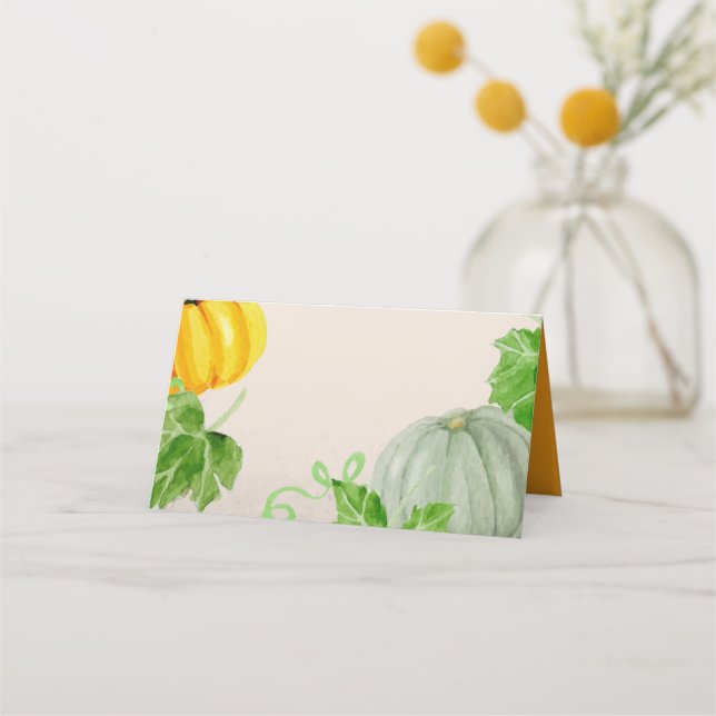 Fall Autumn Thanksgiving Pumpkin Foliage Place Card (Front)