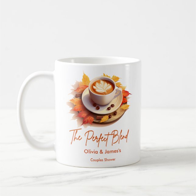 Fall Autumn The Perfect Blend Couples Shower  Coffee Mug (Left)