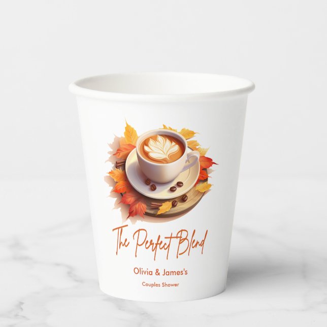 Fall Autumn The Perfect Blend Couples Shower  Paper Cups (Front)
