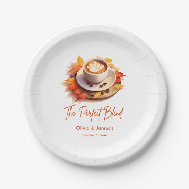Fall Autumn The Perfect Blend Couples Shower  Paper Plate (Front)