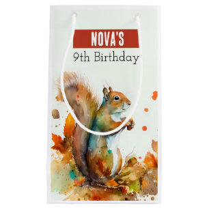 Fall / Autumn vibes Squirrel -  Birthday Party - Small Gift Bag