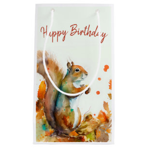 Fall / Autumn vibes Squirrel -  Birthday Party - Small Gift Bag