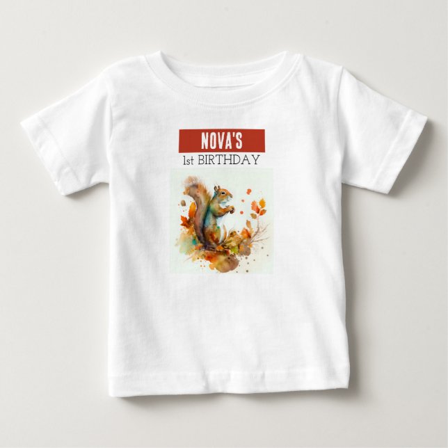 Fall / Autumn Vibes Squirrel - Birthday T-shirt (Front)