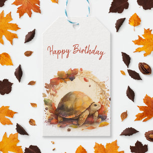 Fall / Autumn vibes Tortoise -  Birthday Party - Gift Tags