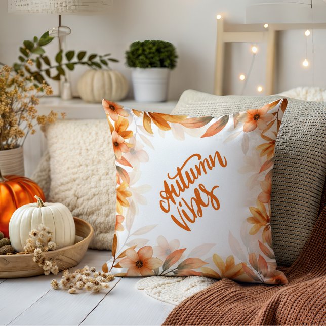 Fall Autumn Vibes Watercolor Leaves Cushion (Creator Uploaded)