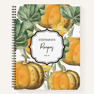 Fall Autumn Vintage Pumpkins Thanksgiving Recipe Notebook