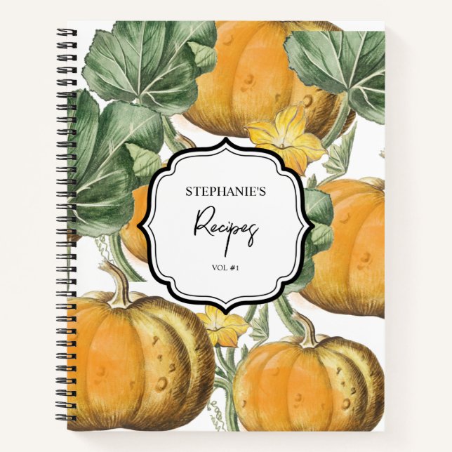 Fall Autumn Vintage Pumpkins Thanksgiving Recipe Notebook (Front)