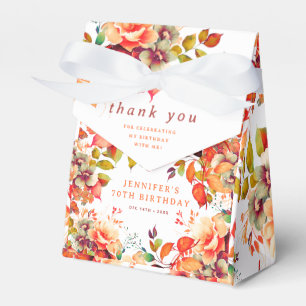 Fall Autumn Watercolor Floral 70th Birthday  Favour Box