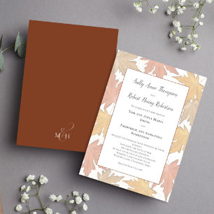 Fall Autumn Watercolor Leaf Wedding Custom Invitation
