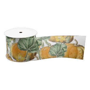 Fall Autumn Watercolor Vintage Pumpkins Satin Ribbon