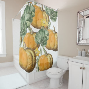 Fall Autumn Watercolor Vintage Pumpkins Shower Curtain