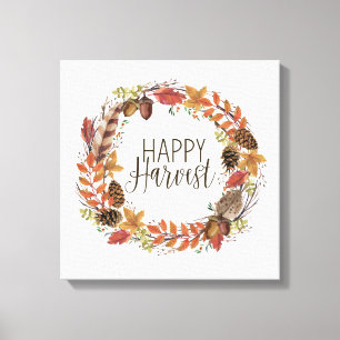 fall autumn watercolor wreath canvas print